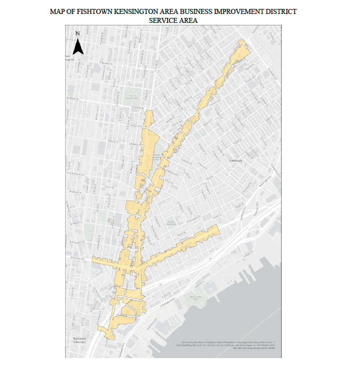 Fishtown Kensington Area Business Improvement District Service Area Map