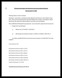 Executive Board Meeting Minutes for April 2025 of the Fishtown Kensington Area Business Improvement District