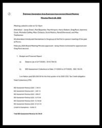 The executive board meeting minutes for the Fishtown Kensington Area Business Improvement District for March 2025